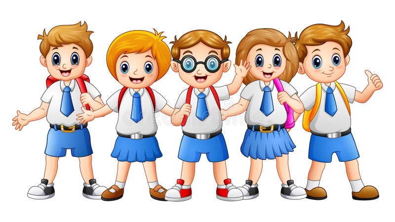 Happy school kids cartoon stock vector. Illustration of preschool - 95595773