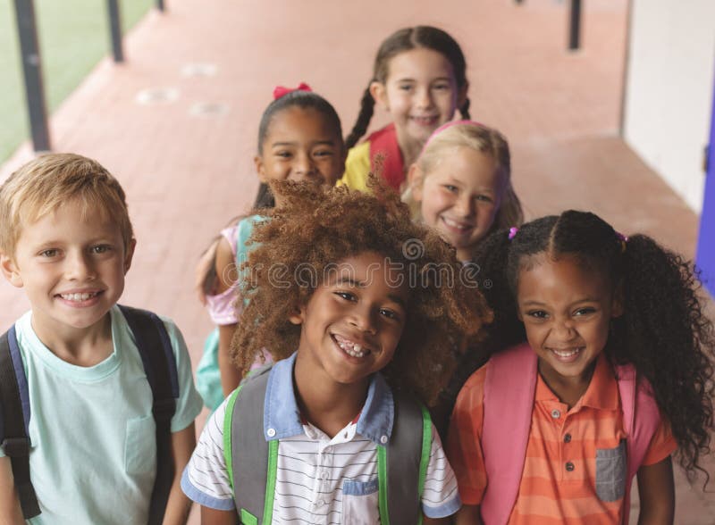 Happy School Children Holding Food Tray in Canteen Stock Photo - Image of  education, child: 142597954