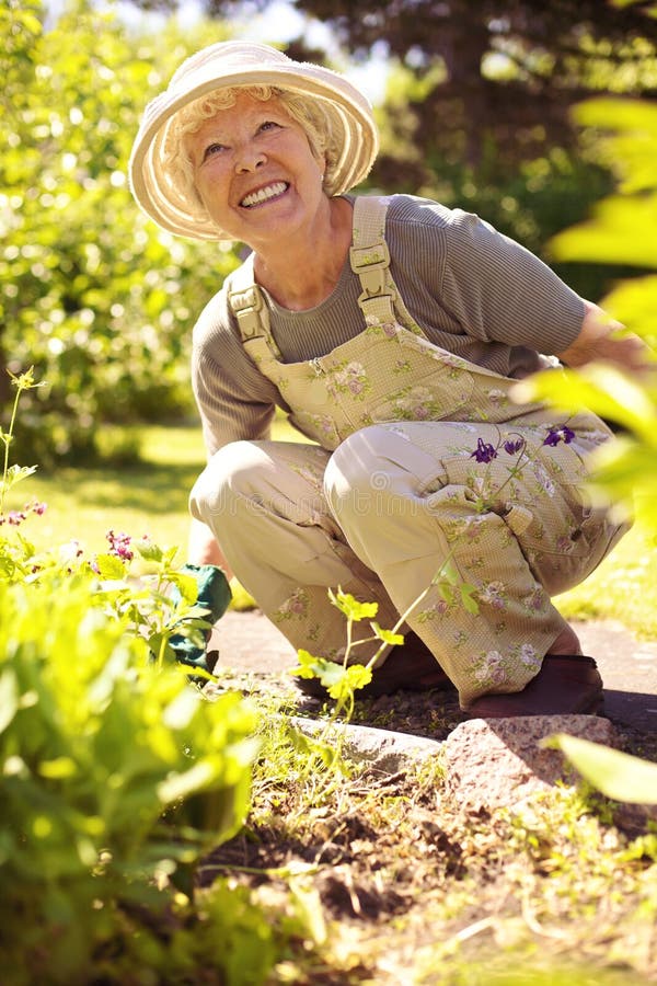 Happy senior woman gardening stock image Happy senior woman gardening stock image