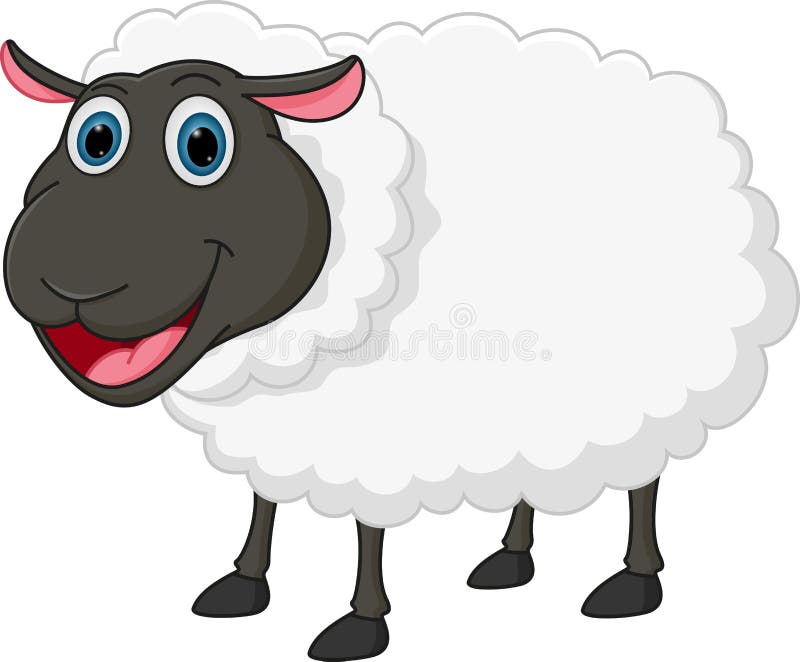 Illustration of Happy sheep cartoon isolated on white. Sweet lamb cartoon vectors