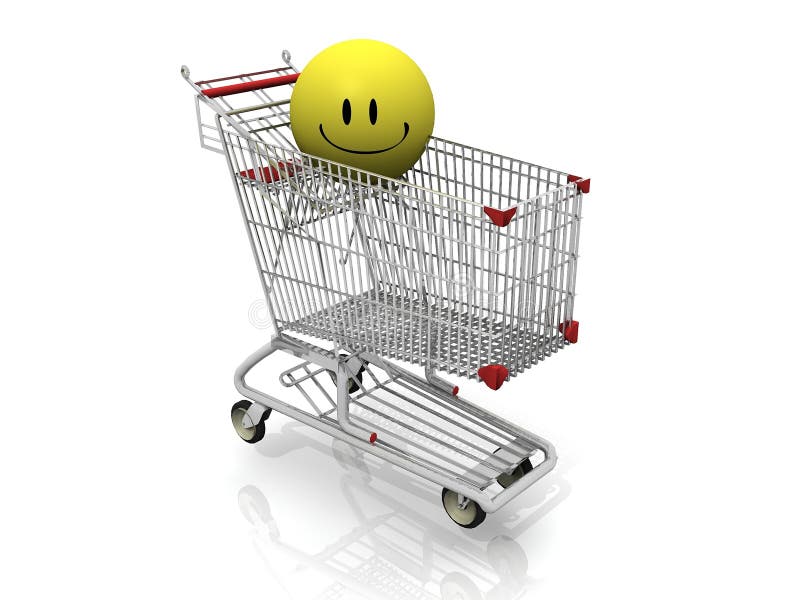 Smiley Emoticon Shopping Cart Stock Illustration Illustration of