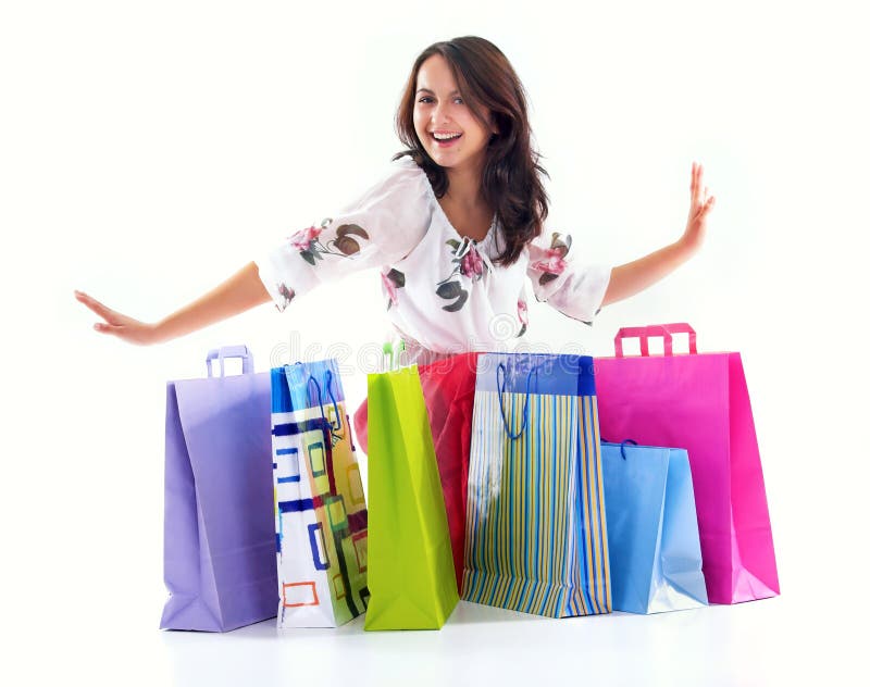 Happy shopping girl