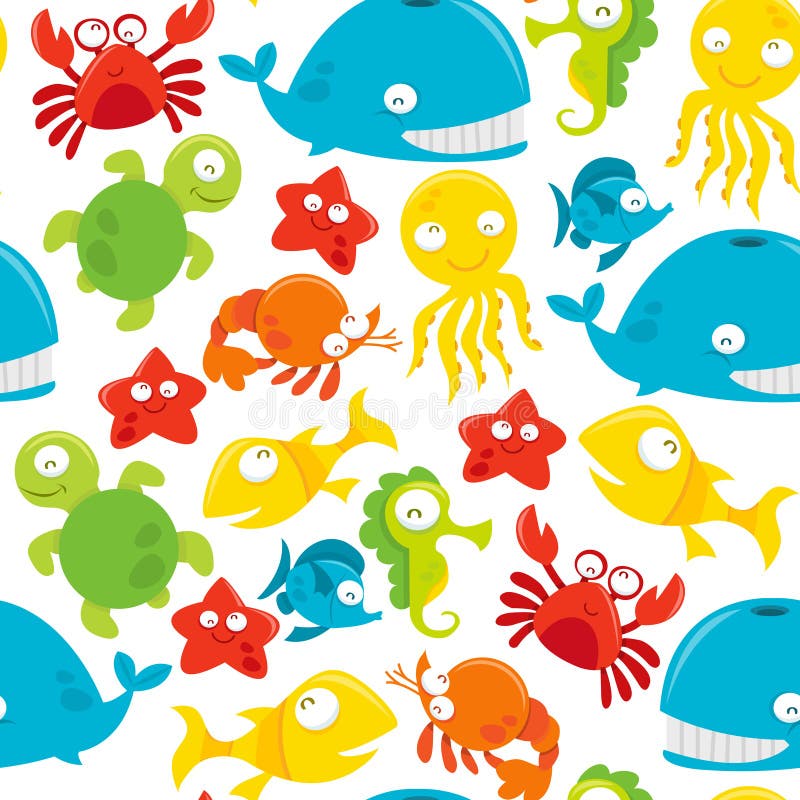 Sea Animals Seamless Background Stock Illustrations – 7,563 Sea Animals ...