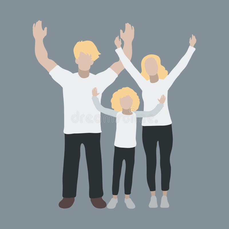 Happy small family clip art stock illustration