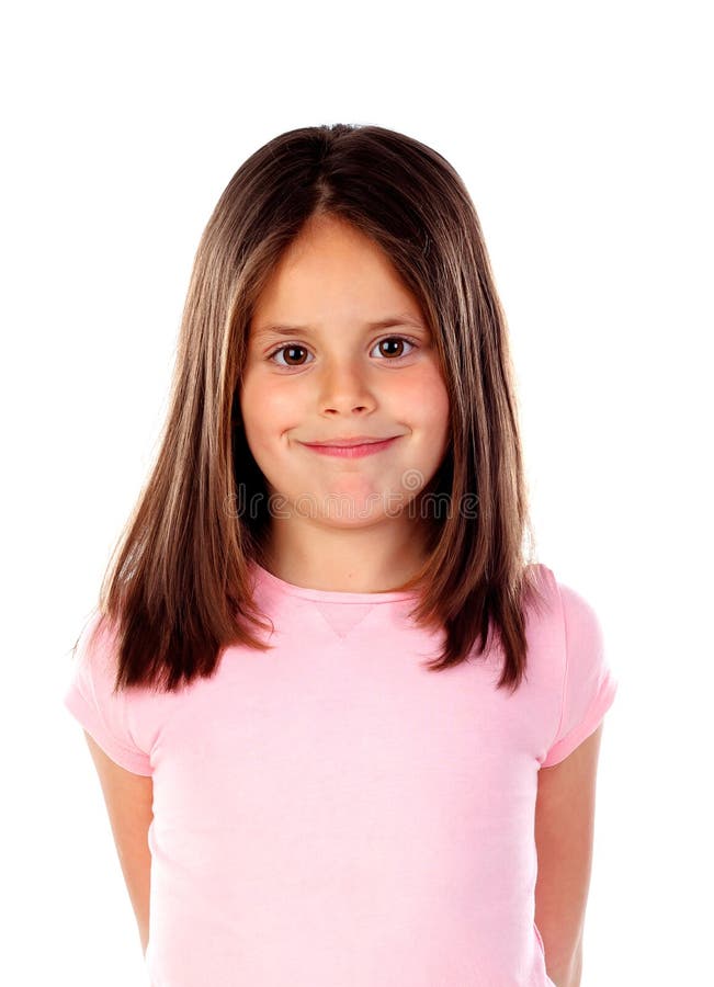 Happy Small Girl with Long Straight Hair Stock Image - Image of hair,  pretty: 111782019