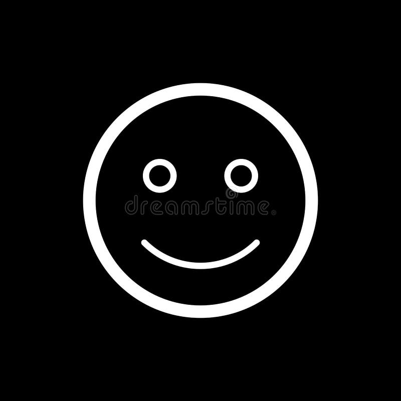 Happy Smiley Vector Icon. Black and White Smile Illustration. Outline