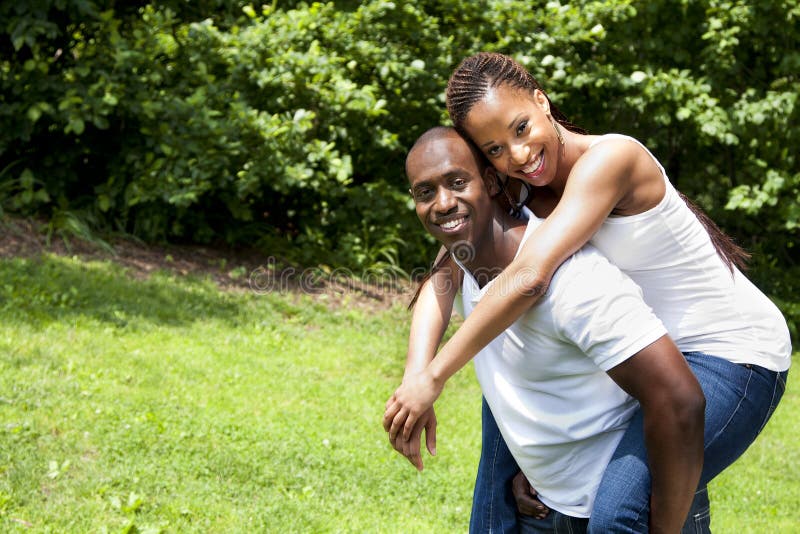 Happy smiling African couple royalty free stock image