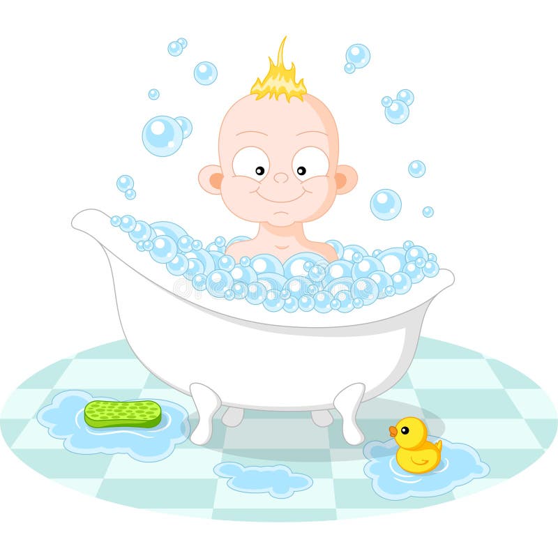 Kid in the bath stock vector. Illustration of care, clean - 24765567