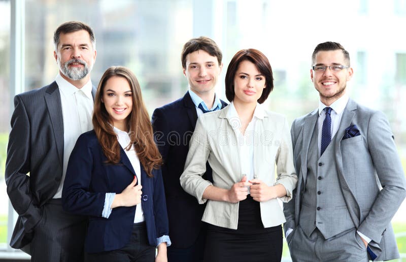 Happy smiling business team stock photo