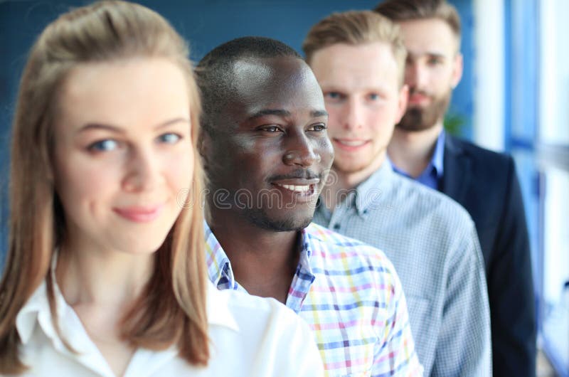 Happy smiling business team stock image