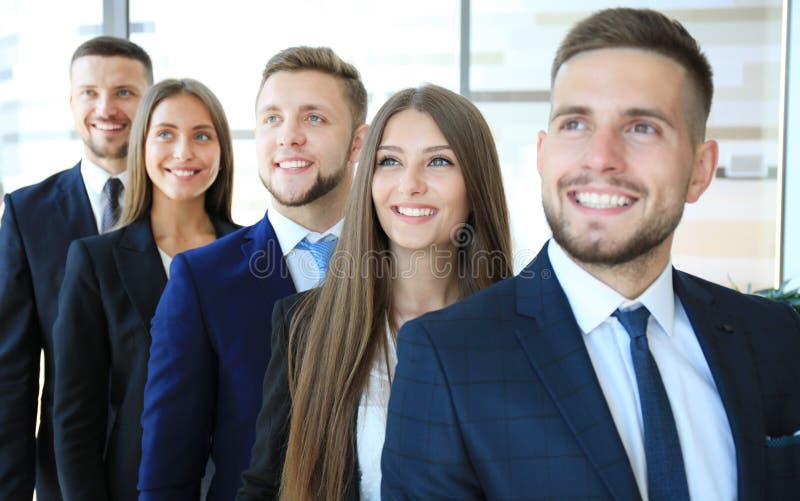 Happy smiling business team stock images