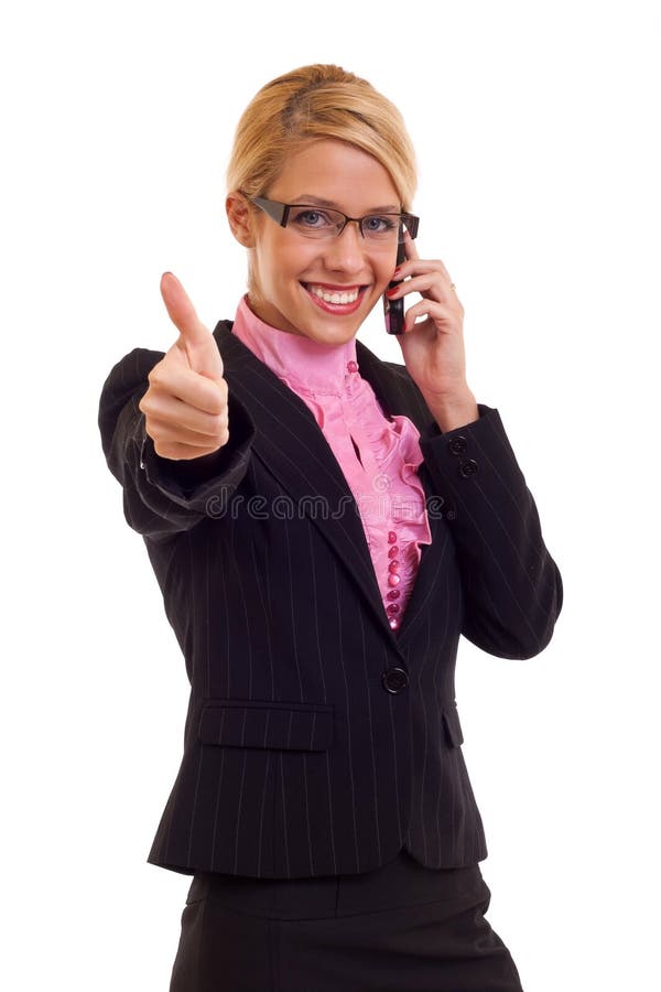 Happy smiling businesswoman with thumbs up gesture, isolated on white background. Cut smiling stock images, royalty-free photos and pictures