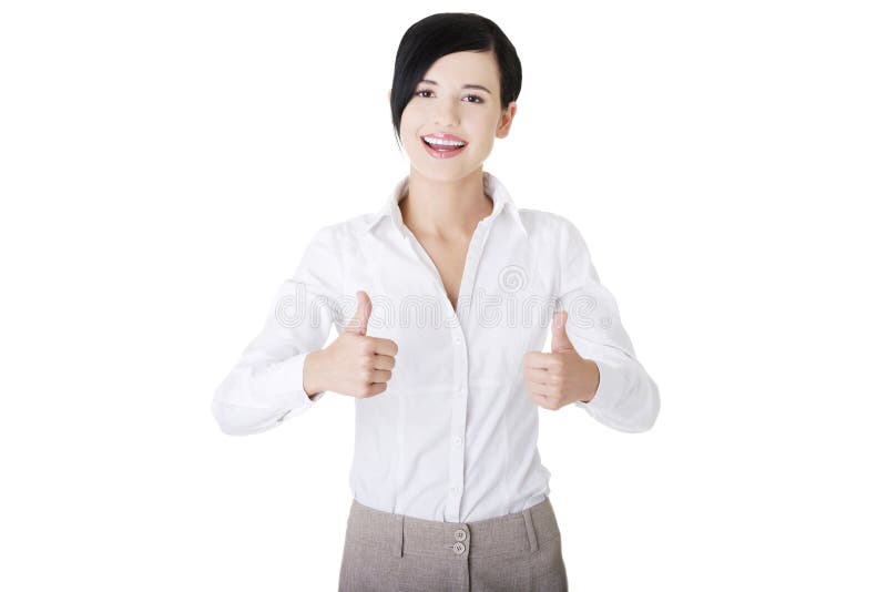 Business woman with thumbs up, ok gesture