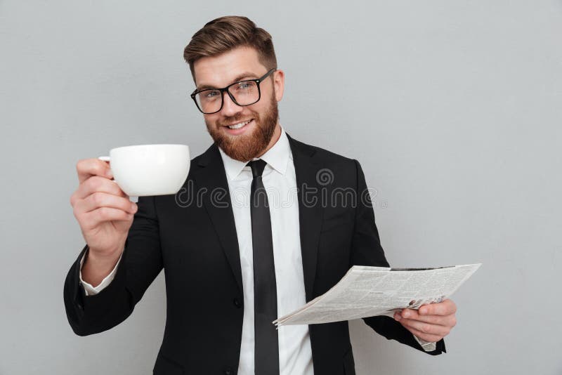 Happy smiling businessman in suit and eyeglasses stock photography Happy smiling businessman in suit and eyeglasses stock photography