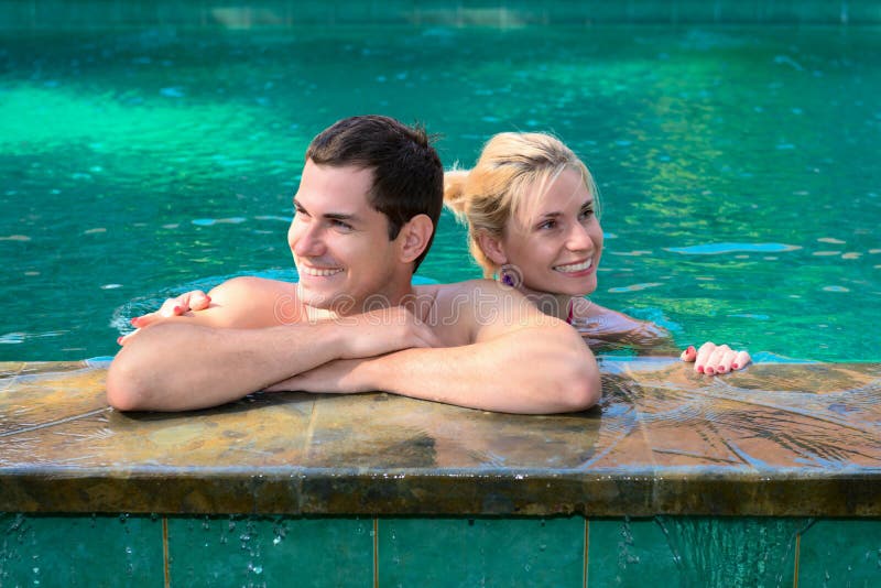 Happy Smiling Couple In Swimming Pool Stock Image Image Of Couple Blue 31988291