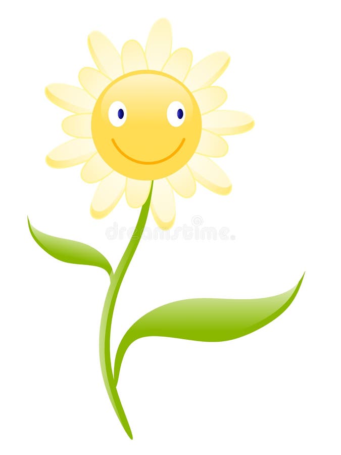 Happy Smiling Daisy Flower stock illustration. Illustration of ornate