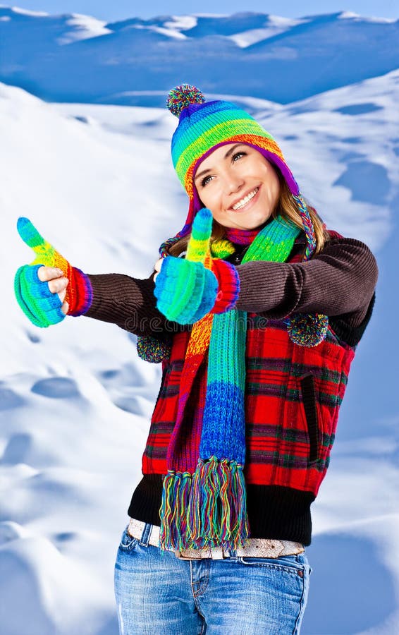 Happy smiling girl portrait, winter fun outdoor