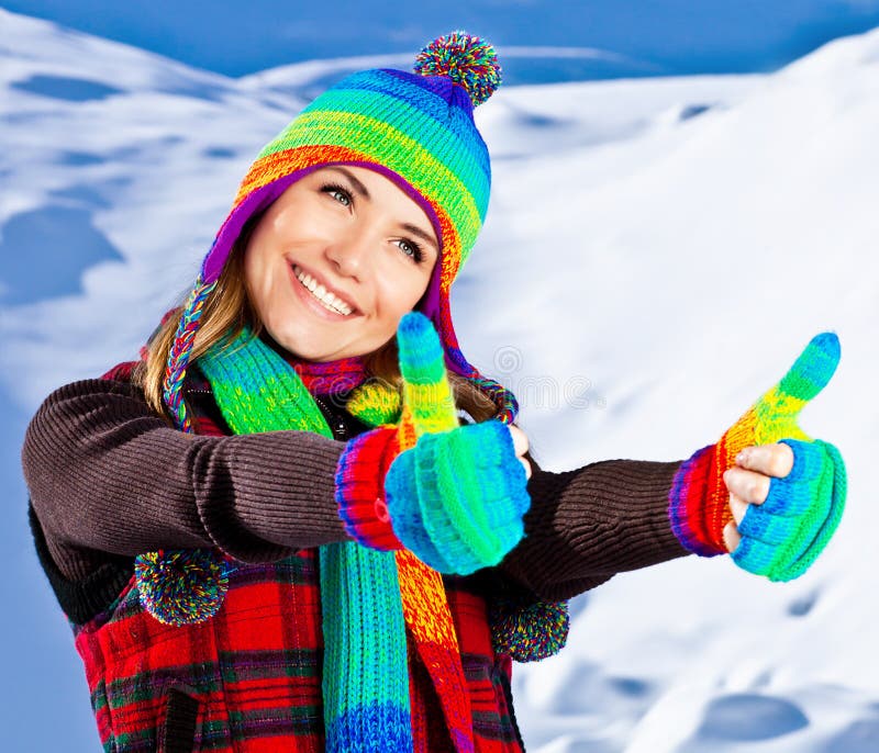 Happy smiling girl portrait, winter fun outdoor