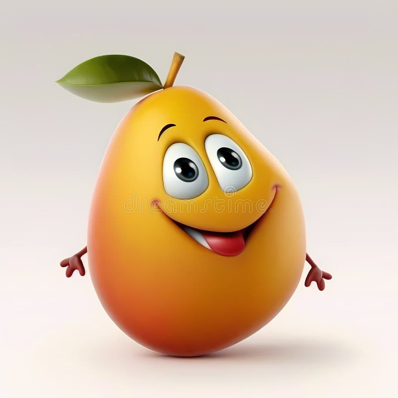 Happy Mango Cartoon Character White Background Generative Ai Stock ...