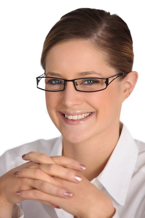 Happy Smiling Woman With Glasses Stock Image Image Of Modern