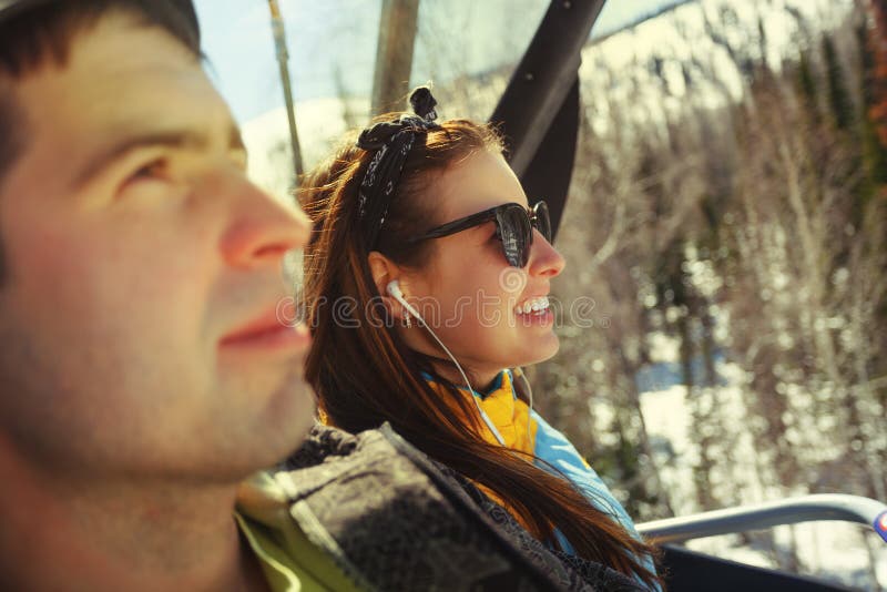 Happy snowboarding team stock photos