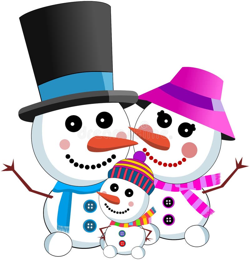 Download Happy Snowman Family stock vector. Illustration of icon ...