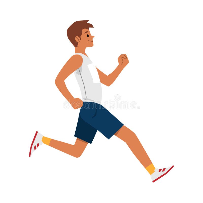Happy Sprinter Man Running Very Fast - Side View of Cartoon Runner Man  Stock Vector - Illustration of running, track: 191044940