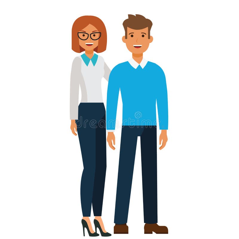 Happy Standing Couple, Man and Woman Cartoon Flat Vector Illustration  Concept on Isolated White Background Stock Vector - Illustration of  passion, caucasian: 102431174