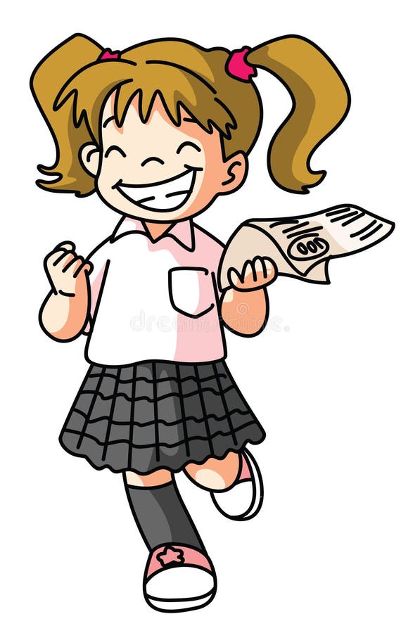 Happy Student Girl Having Good Exam Mark Color Illustration Stock ...