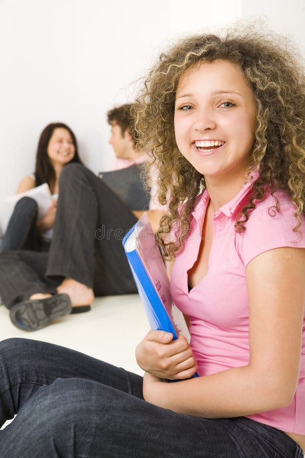 Happy students stock images