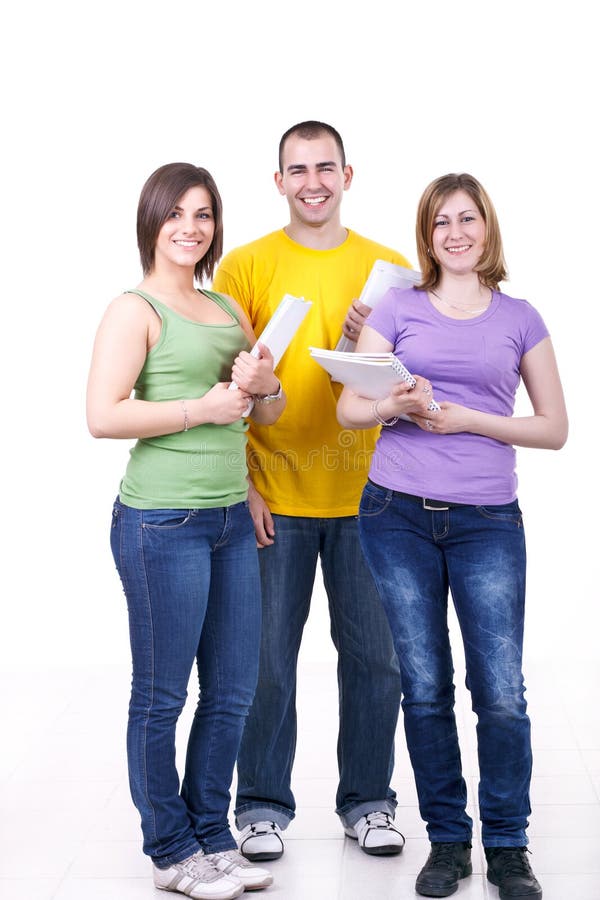 Happy students with books