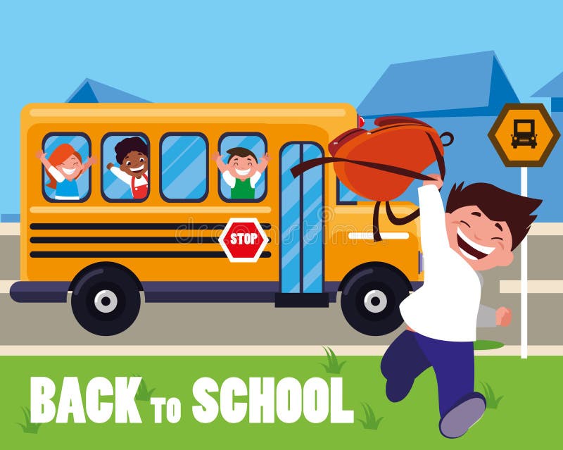 Happy Students Kids in the School Bus Stock Vector - Illustration of human,  happy: 136320742