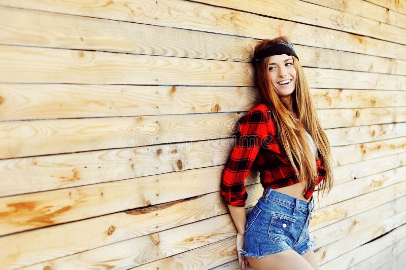 Happy stylish girl outdoor fashion lifestyle portrait stock images Happy stylish girl outdoor fashion lifestyle portrait stock images