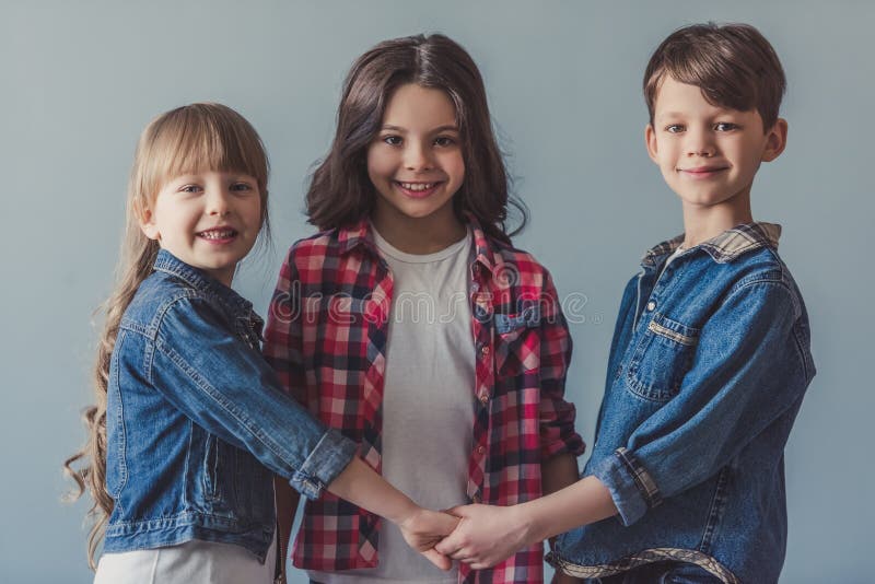 Happy stylish kids royalty free stock images Happy stylish kids royalty free stock images