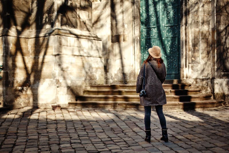 Happy and stylish pretty hipster woman holding film photo camera royalty free stock photography Happy and stylish pretty hipster woman holding film photo camera royalty free stock photography