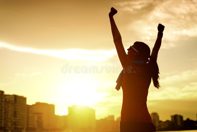 Woman celebrating sport success