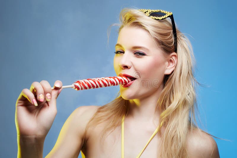 Happy Summer Girl with lollipop