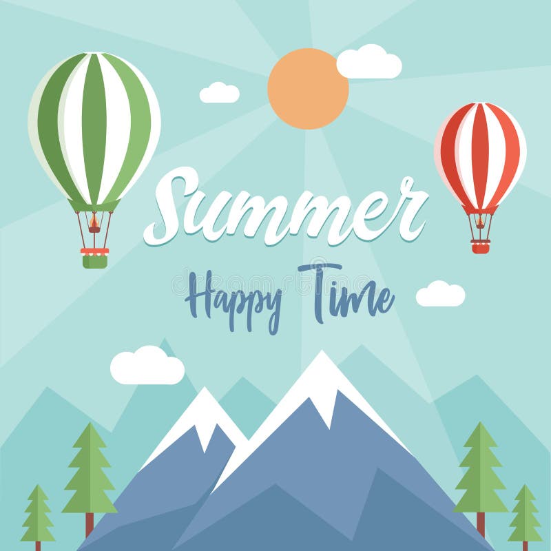 Summer time banner design sun and hot air Vector Image