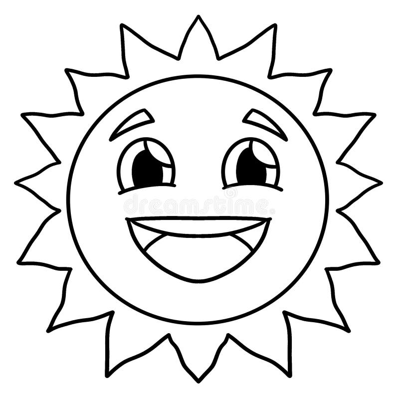 Happy Sun Isolated Coloring Page for Kids Stock Vector - Illustration ...