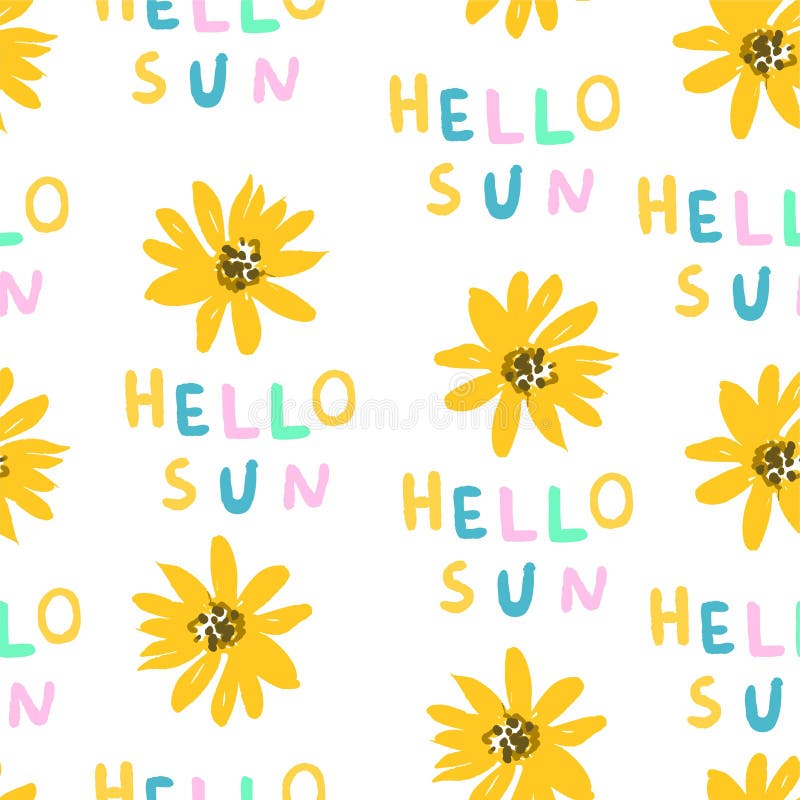 Happy Sunflower seamless pattern cute flowers vector illustration print design for textiles, clothing and fabric