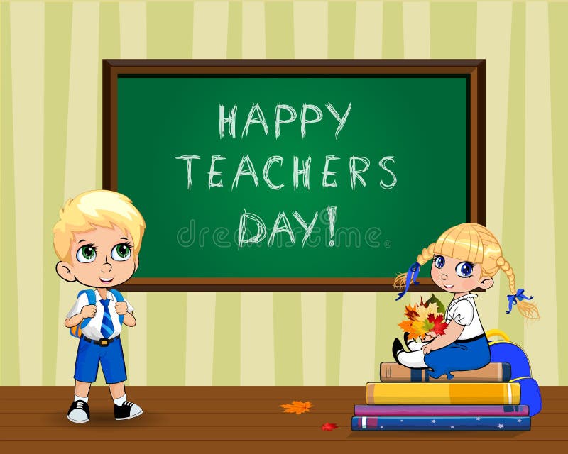 Happy Teachers Day Greeting Card Clip Art with Cute Cartoon School Boy on  White Stock Vector - Illustration of classroom, clip: 127769434