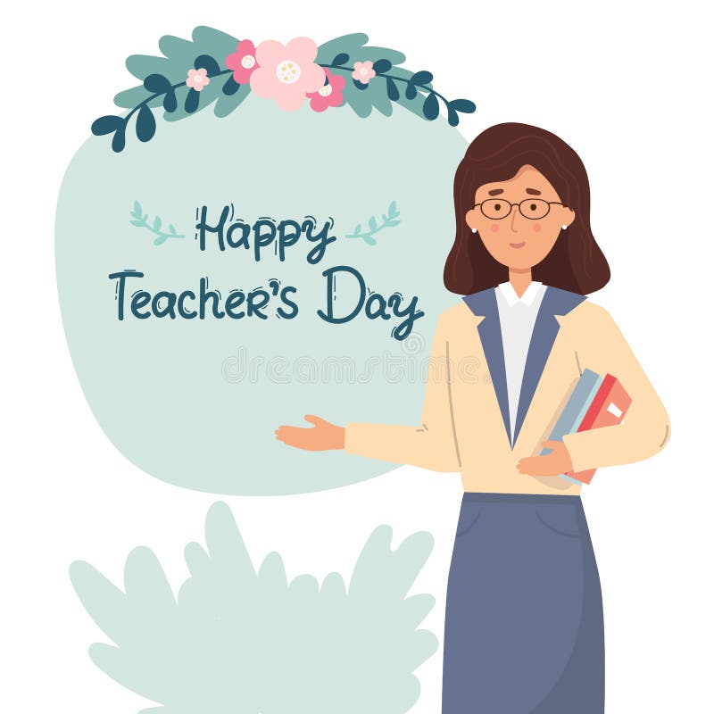 Happy Teachers Day Illustration Poster Template. Male, Female Teachers.  Vector Illustration. School Teacher with Books Stock Vector - Illustration  of young, isolated: 228185712