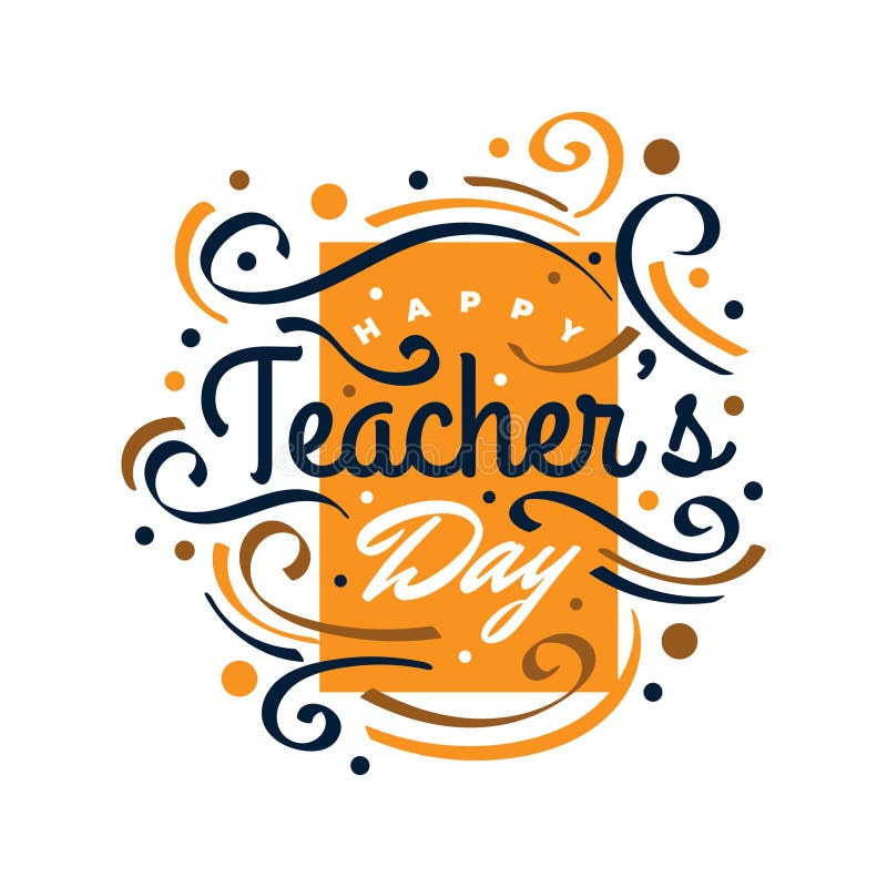 Happy Teachers Day Lettering with Doodle Element. Teachers Day