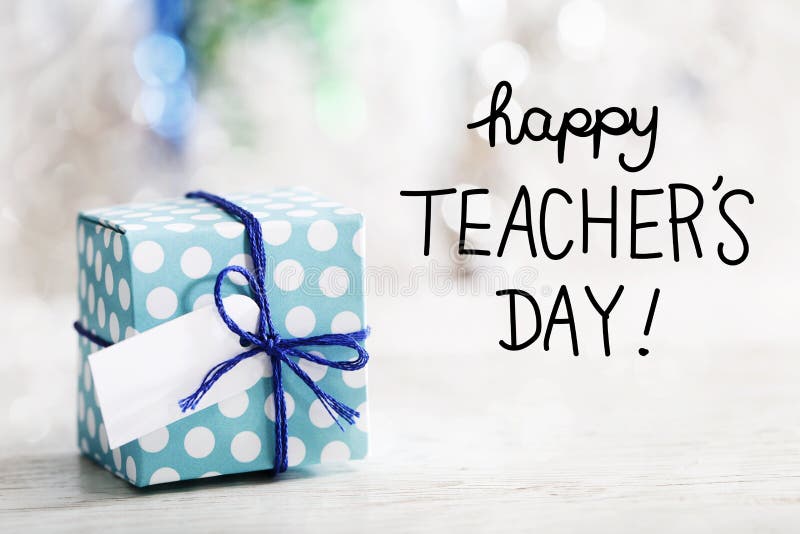 Happy Teachers Day message with small handmade gift box. Happy Teachers Day message with small handmade gift box