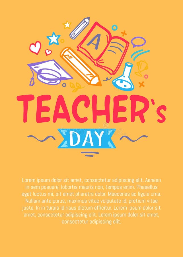 Happy Teachers Day Poster with Icons Silhouettes royalty free illustration Happy Teachers Day Poster with Icons Silhouettes royalty free illustration