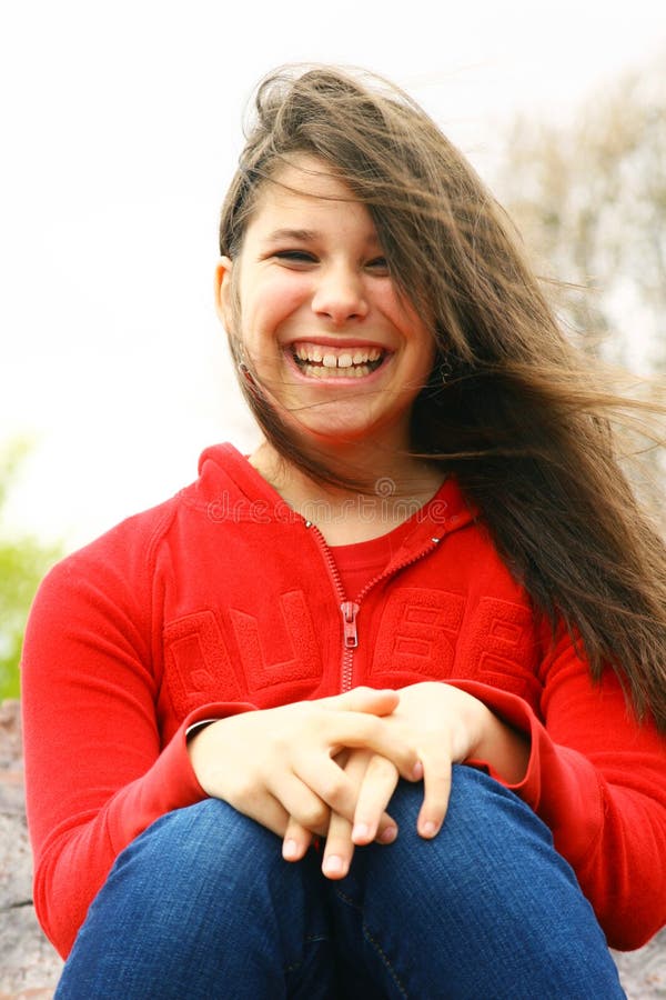 Happy teen stock image. Image of pretty, brunette, teen - 5383521