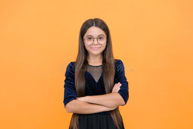 A Cute Girl With Bad Eyesight Happy Teen Girl Wearing Glasses because of Bad Eyesight, Back To School