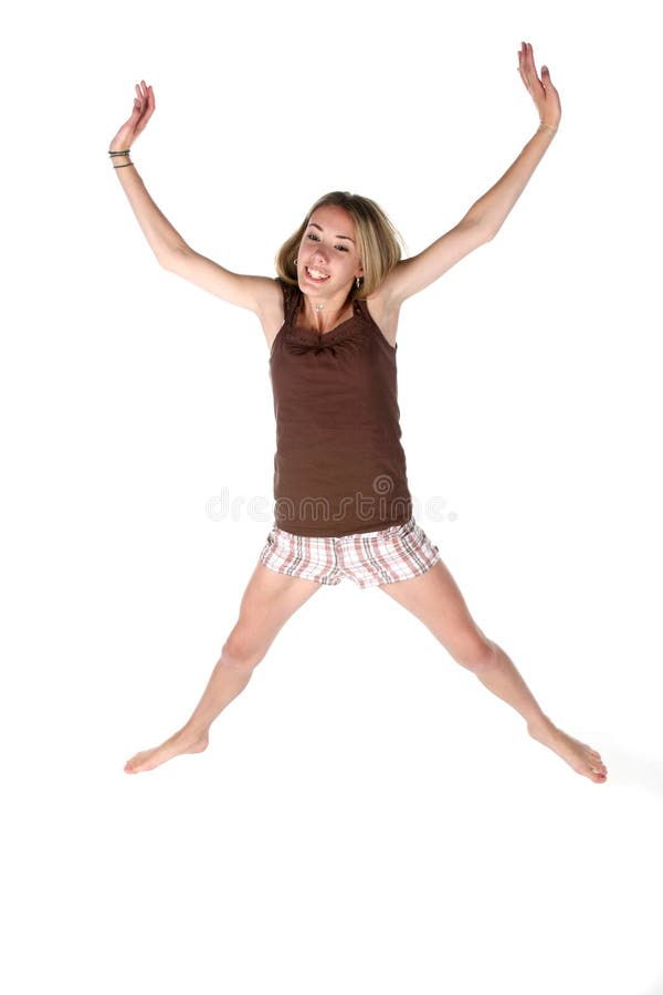 Happy teen jumping in the air