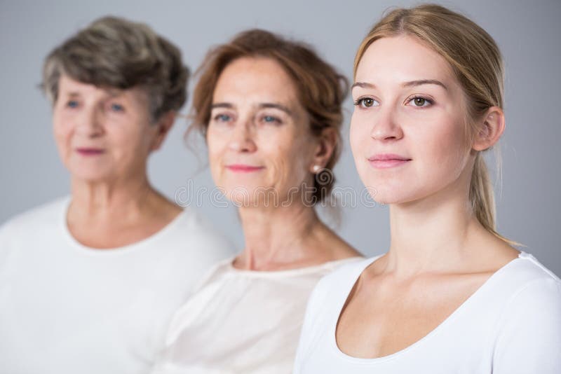 Image of gappy teenager with mother and grandmother. Image of gappy teenager with mother and grandmother