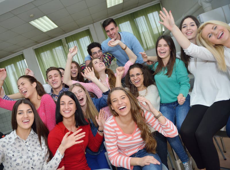 Happy Teens Group in School Stock Photo Image of beautiful, diversity